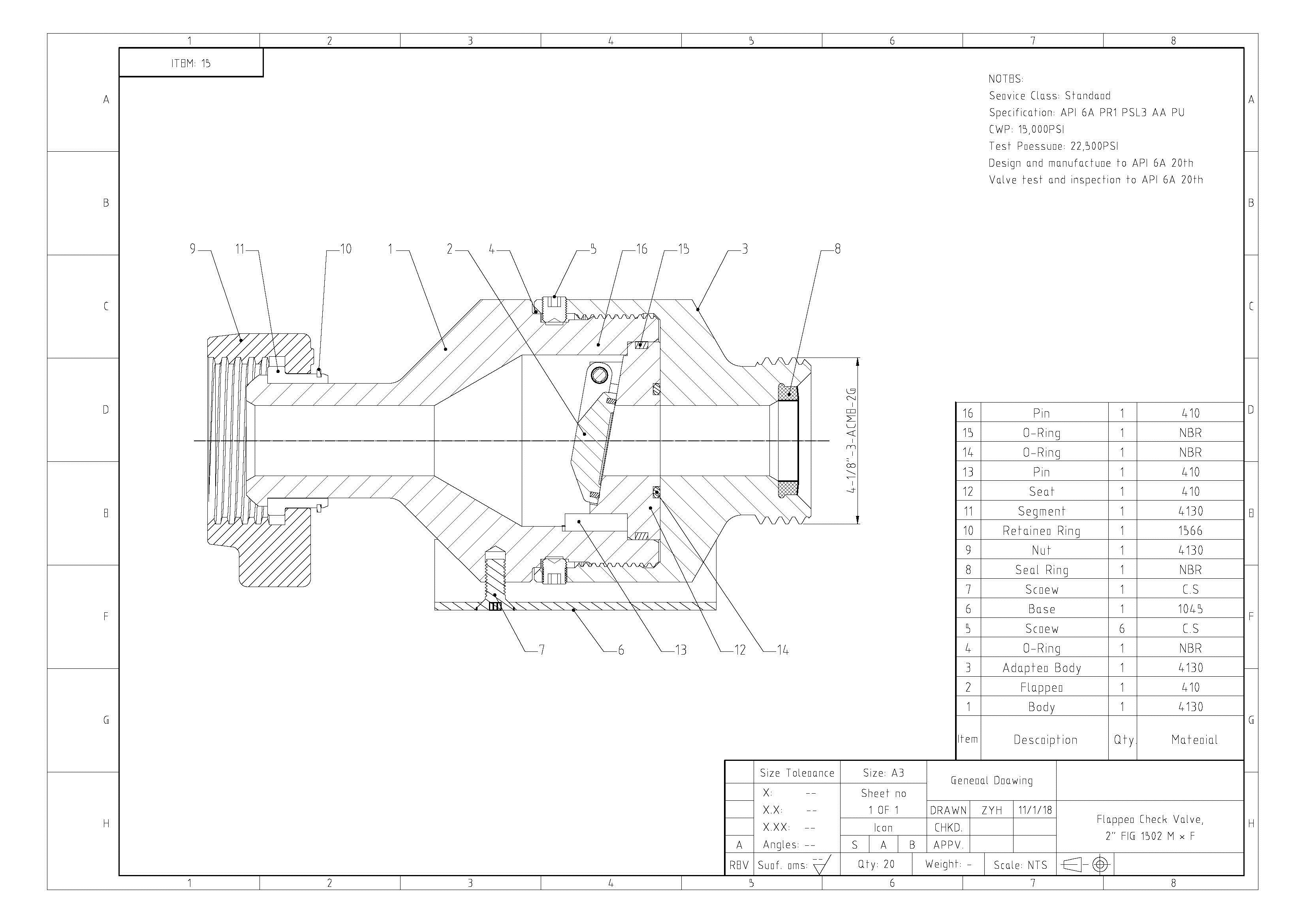Flapper Check Valve Drawing